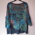 Vintage Essentials Size 1X Graphic V Neck Top Pastel Y2K Fairy Whimsical Blue Photo 5