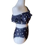 Old Navy One Shoulder High Waist Bikini Navy Blue White Polka Dots Size Small Photo 1