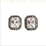 JACK JUDITH  Sterling Silver Marcasite Faceted CZ Vintage Earrings Photo 5
