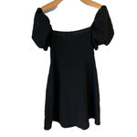 H&M Divided Mini Dress Womens Small Black Short Puff Sleeve Scoop Key Hole Neck Photo 6