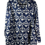 Talbots Plus 3X Blue White Print 100% Cotton Long Sleeve Button Down Shirt Photo 0