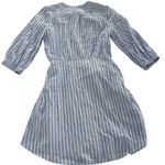 Evereve  Dress Womens Small Blue White Striped Maisy Tie Waist‎ Button Down New Photo 3
