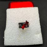 Handmade Red Cz black open back ring Photo 0