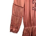 Frye Odetta Mini Dress Size S Long Sleeve Embroidered Drop Waist V-Neck Smocking Photo 5