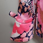 Talbots pink cascading flowers bow accent bell sleeve satin blouse size medium Photo 3