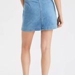 American Eagle Jean Skirt Womens 4 Blue Denim Super High Rise A-Line Button NEW Photo 4