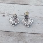 Vintage Clip On Earrings Silver Tone & Dark Grey Unusual Photo 6