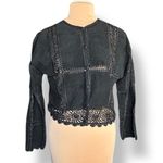 Vintage Scully Black Suede Leather Crochet Lace Jacket Western Boho Cowgirl 12 Photo 2