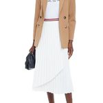 Maje  Jouli Wrap-Effect Pleated Crepe Midi Skirt Photo 0