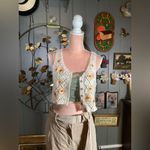 Rebellion Crochet Vest Embroidered Sunflowers & Button Front by Medium Photo 2