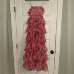 Hutch  Monaco Strapless Ruffle Tiered
Plissé Gown 00P red and pink dress Photo 6