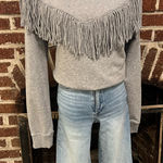 H&M women's grey fringe/tassel sweatshirt Photo 0