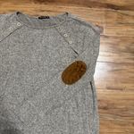 Pink Clover  Luna Patch Knit Top Gray/Brown Women's XXL Light‎ Sweater Buttons Photo 3