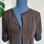 Perceptions Chocolate Brown Ruched Sleeve Dress Jacket Photo 1