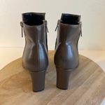Calvin Klein Chocolate Brown Leather Square Toe Zipper Ankle Boot Size 6.5 Photo 2