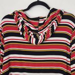 EXPRESS  Red Stripe Cropped Hoodie Size XL Striped Knit Top with Hoodie Photo 4