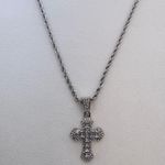 CZ Cross Pendant Necklace for Men Women,Streetwear Punk Hip Hop Unisex Style Silver Photo 0