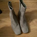 Vince NWOT Kaye Ankle Boot 7 M Gray Suede Side Zip Square Toe Block Heels Photo 1