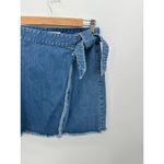 Loft  Womens Denim Mini Wrap Skirt Size 6 Fringe Fall Festival Boho Belt Western Photo 2