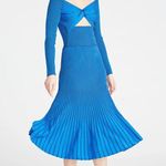 Amur Jenna Pleated Knit Midi Skirt Blue Womens Size Medium Photo 10