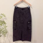 Ena Pelly Nova Denim Maxi Cargo Skirt in Charcoal Wash Size 26 NWOT Gray Photo 4