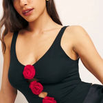 Reformation Cambrie Knit Top Black Red Size Small Photo 0