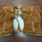 Minnetonka Two Layer Fringe Calf High Suede Leather Moccasin Boots Size 9 Photo 0