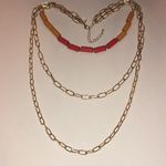 NY Brand Gold Tone and Orange Red Layered Boho Necklace Photo 5