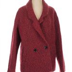 EXPRESS Vintage  Wool Y2K Red Black Heathered Tweed Pea Coat Jacket Size Small S Photo 5