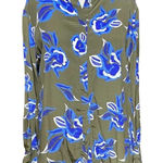 Diane Von Furstenberg  Green Blue Floral Button-Up Long Sleeve‎ Silk Top Size XS Photo 0