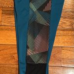 Energie Active Eurasian Teal With Multicolor Sides LEGGINGS Size Medium Photo 2