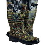 The Sak Sacroot Rain Boots Peace Love Boho Chunky Black Multi Women’s Size 7M Photo 4