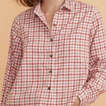 Marine layer Marine Layer Madeline Relaxed Crop Shirt in Red & White Plaid Size US Medium Photo 0