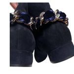 Casadei  Dark Navy Suede Ankle Boots with Chain Sz. 36.5 (US 6.5) Photo 8