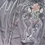 🎁 KATE & SAM Ribbed Velvet Embroidered Sweater Gray Size XL Photo 4