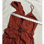Three Floor Margaux Jumpsuit Womens 2 Burnt Orange Linen Striped Ruffle NWT Photo 6