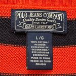 VTG Ralph Lauren Polo Jeans Company Knit Sweater L Orange Blue Striped Preppy Size L Photo 9