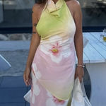 ZARA  Elegant Multicolor Halter Floral Maxi Dress bohemian vacation Summer  Photo 0