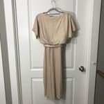 Kensie  Shimmering Champagne Knee Length Lined Short Sleeve Boat Neck Dress NWOT Photo 1