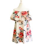 Adrienne Dress Tropical Floral On Off Shoulder Ruffle Neckline Sleeveless Small Photo 8