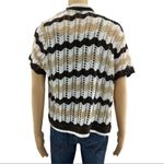 Say What? Say What? MEDIUM American Y2K Brown Striped Loose Knit Short Sleeve Cardigan Photo 4
