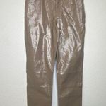 Abercrombie & Fitch A & F Beige Gray Faux Leather 90’s Straight Ultra High Rise Pants EUC Sz 28/6L Photo 0