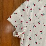 white red and green summer cherry shirt Size M Photo 2
