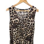 Leopard Print Mini Dress L Animal‎ Print Knit Criss Cross Neckline Casual Boho Size L Photo 1