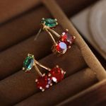 Cherry Gemstone Earrings Gold Photo 3