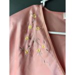 Oscar de la Renta Pink Satin Gown with Floral Embroidery Photo 2