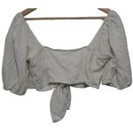 Abercrombie & Fitch Womens White Linen Puff Sleeves Crop Top Size Medium Photo 1