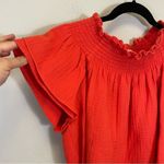 Apiece Apart  Orange Off The‎ Shoulder Gauzy Smocked Crop Blouse Size 4 Photo 2