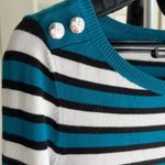 White House | Black Market WHBM Henley Sweatshirt Blouse Pullover Striped Sweater Boat Neck Casual, Size S Photo 2