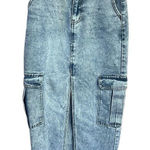 Love, Fire Sz 1 Denim Blue Cargo Maxi Pocket Boho Skirt Photo 0